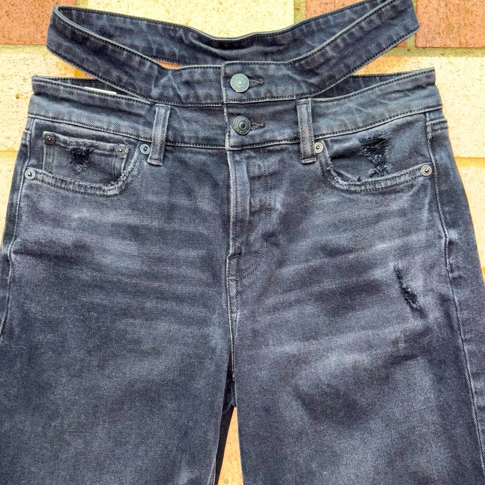 American Eagle Unique Split Super High-Rise Baggy… - image 1